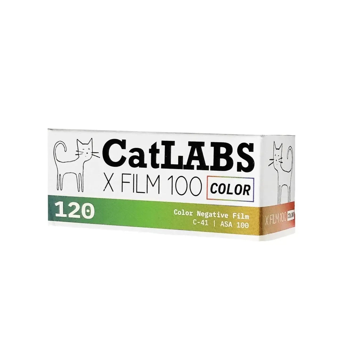 CatLABS X FILM 100 Color film packaging, 120 medium format, ideal for vibrant photography.