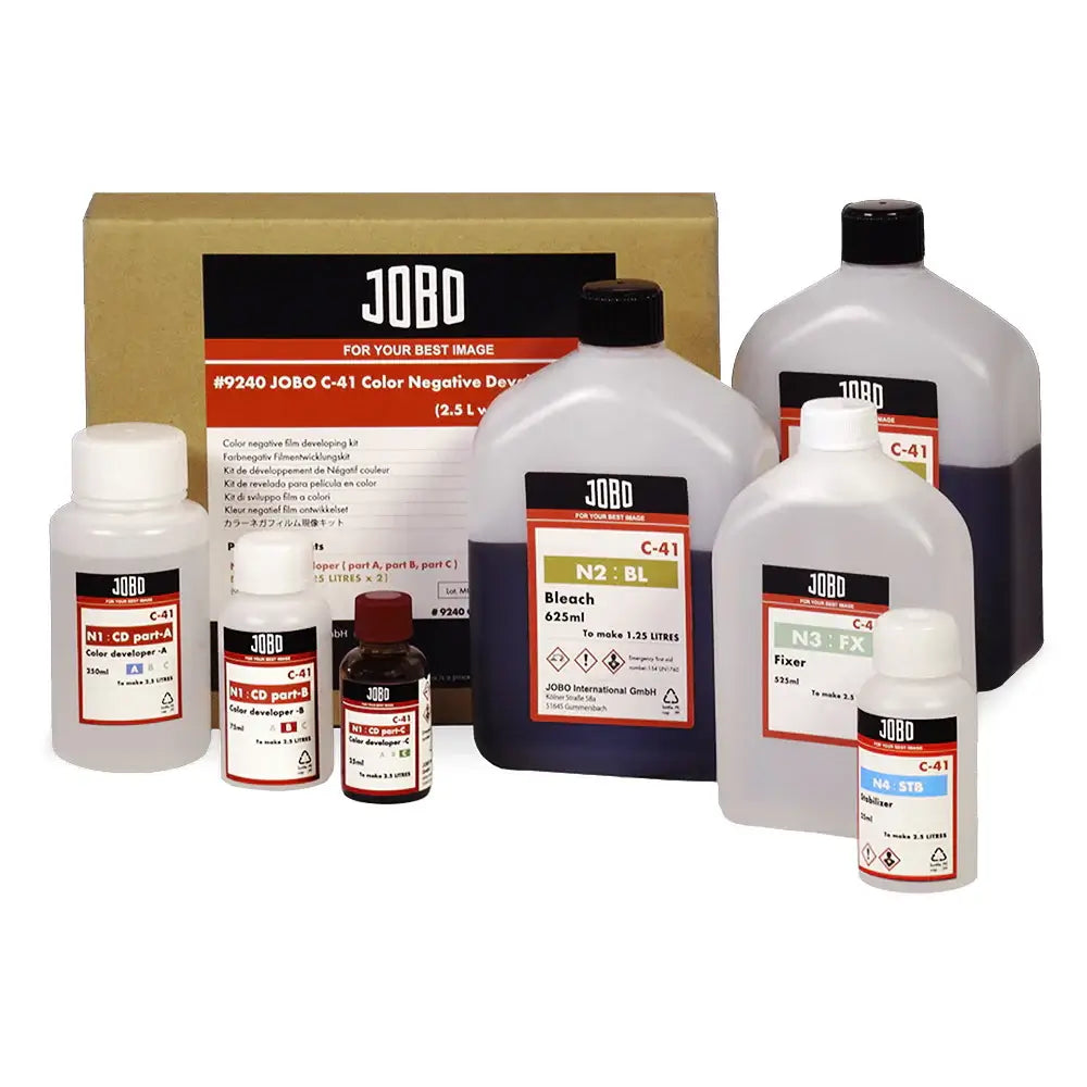JOBO C41 Color Developing Kit 2.5L with liquid chemicals for processing color negative film at home.