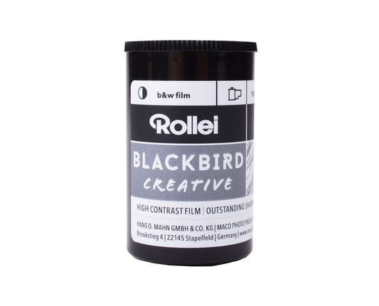 Rollei BLACKBIRD Creative 35mm black and white film canister, high contrast and outstanding sharpness.