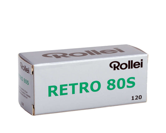 Rollei RETRO 80S 120 roll film packaging for black and white photography