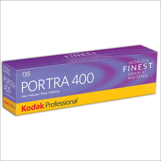 Kodak Portra 400 135 film box, known for its finest grain and exceptional color performance at ISO 400.