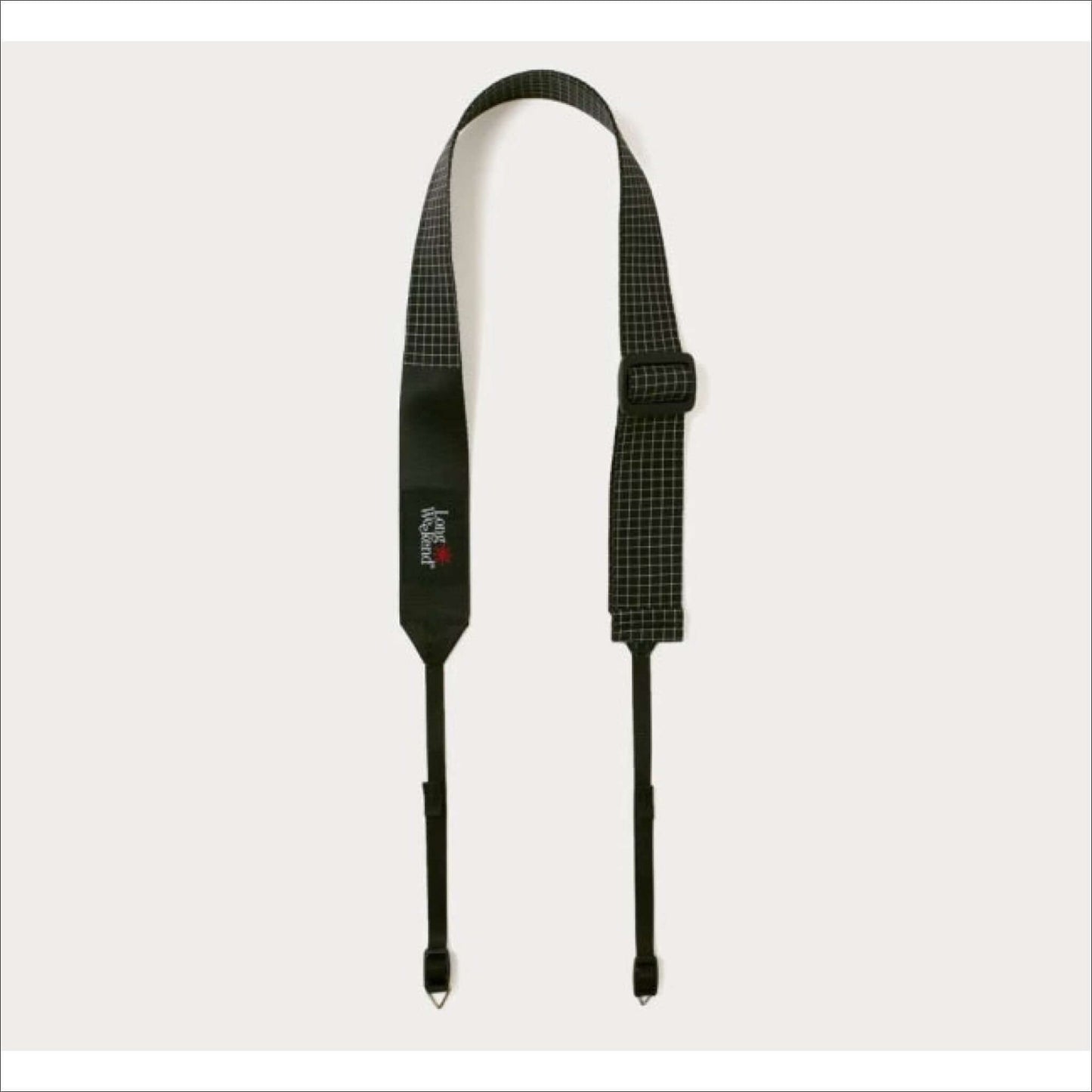 Long Weekend Adjustable Camera Neck Strap in black, featuring strong ripstop material and reinforced stitching for comfort.