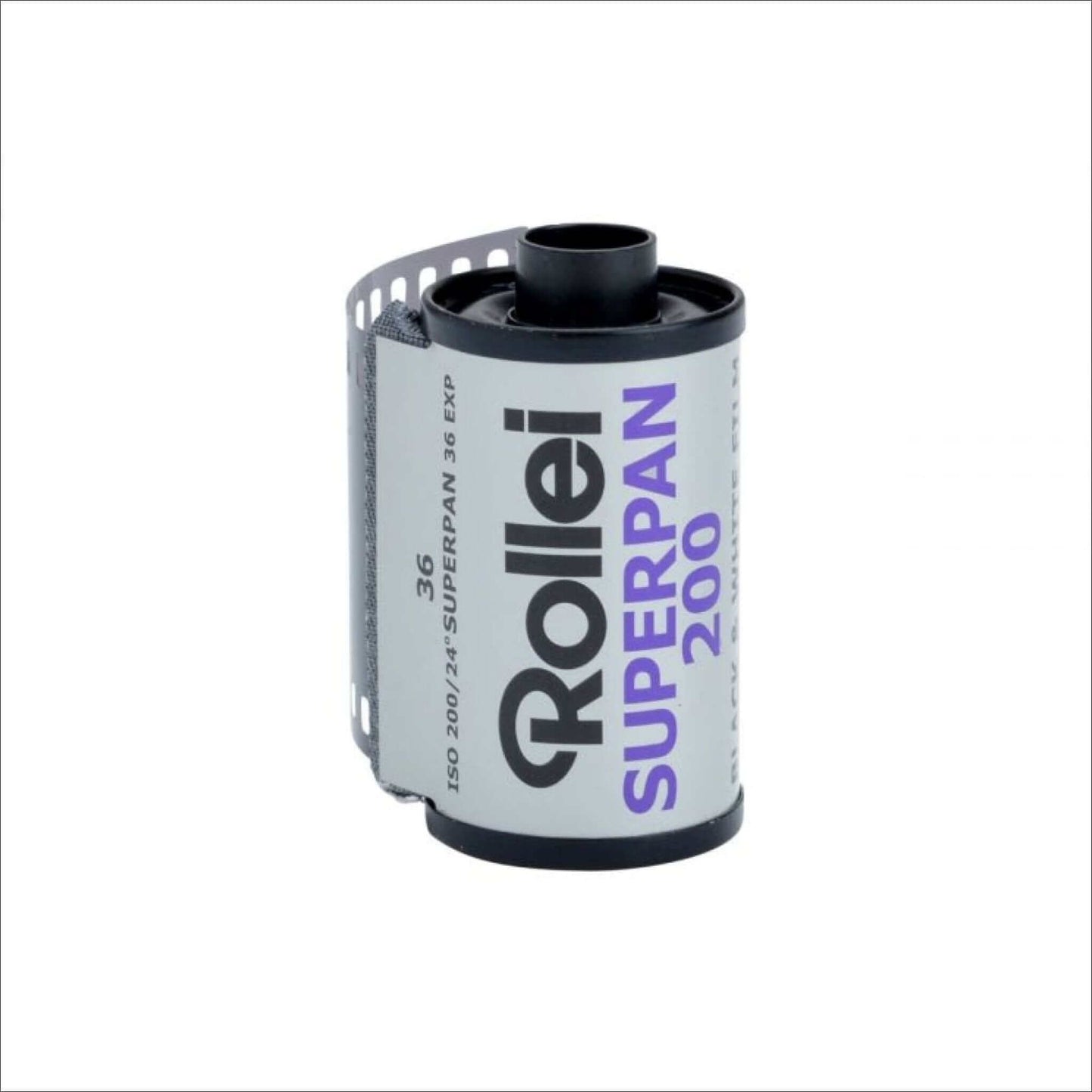 Rollei Superpan 200 BW 35mm film roll, 36 exposures, ISO 200, high-speed black and white negative film.