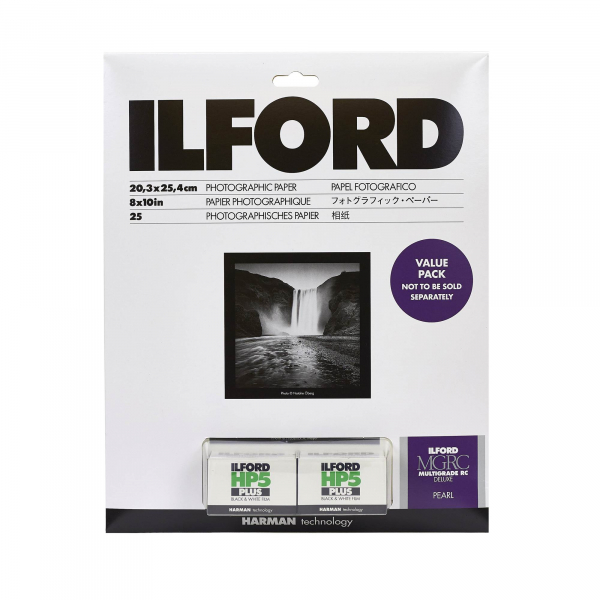 Ilford Starter Kit - MGRC (Pearl) Paper 8x10/25 w 2 Rolls HP5+ 35x36 Film