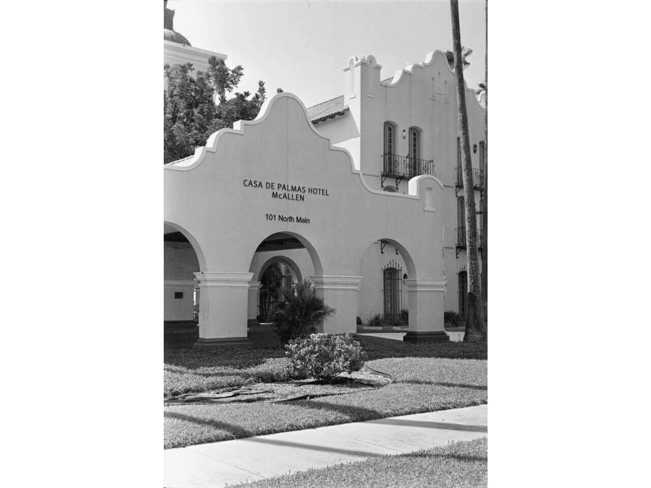 Historic Casa De Palmas Hotel in McAllen with elegant Spanish-style architecture at 101 North Main Street.