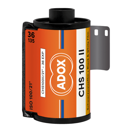 Adox CHS 100 II black and white film roll with 36 exposures, ISO 100/21°.