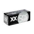 Black and silver cinestill xx 120 film box for b&w prints.