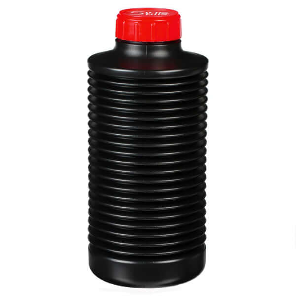 Cinestill CS Collapsible Air Reduction Accordion Storage Bottle, 1L, designed to protect photographic chemicals from oxidation.