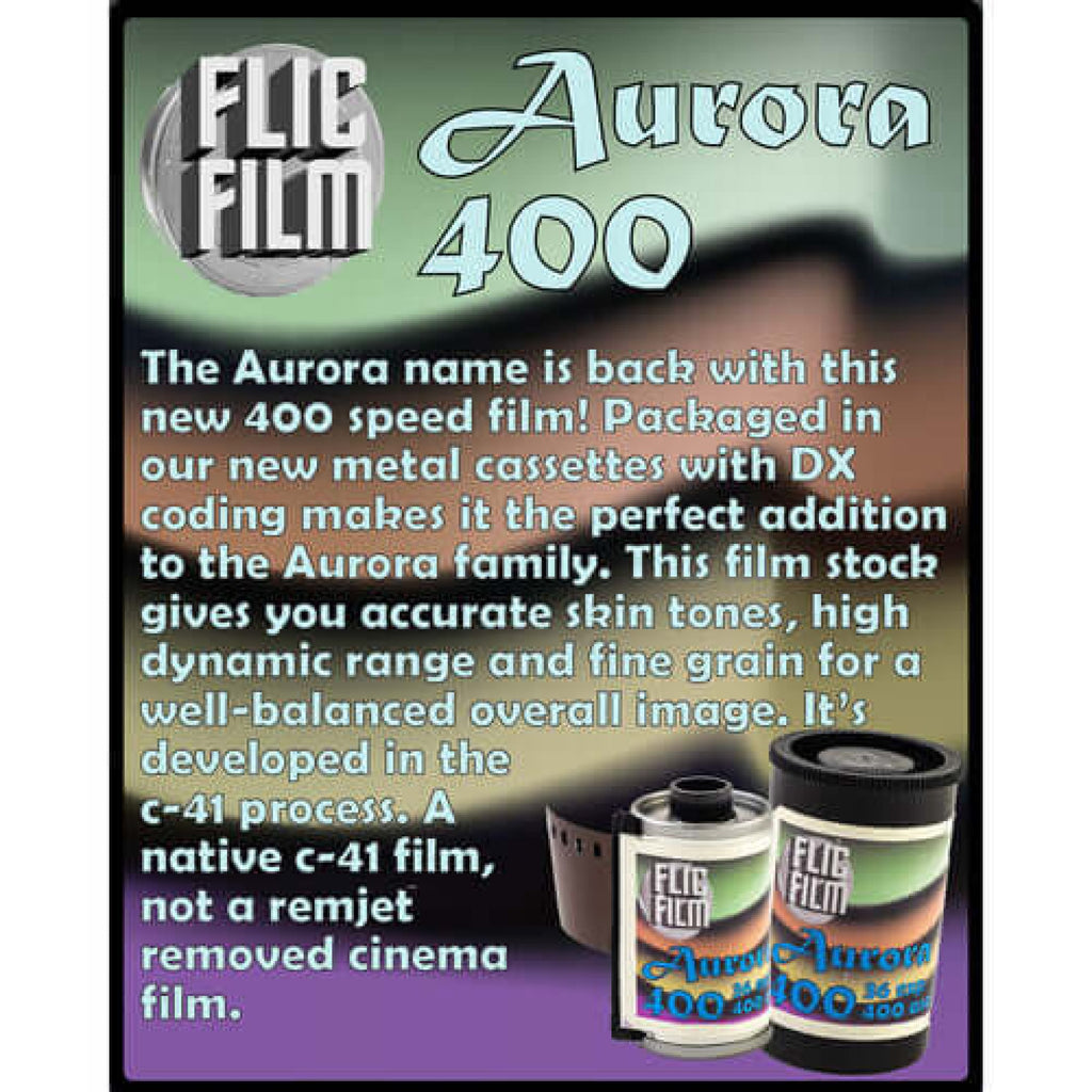 Fujifilm aurora 400 film in metal cassette packaging with dx coding and a c-41 process.