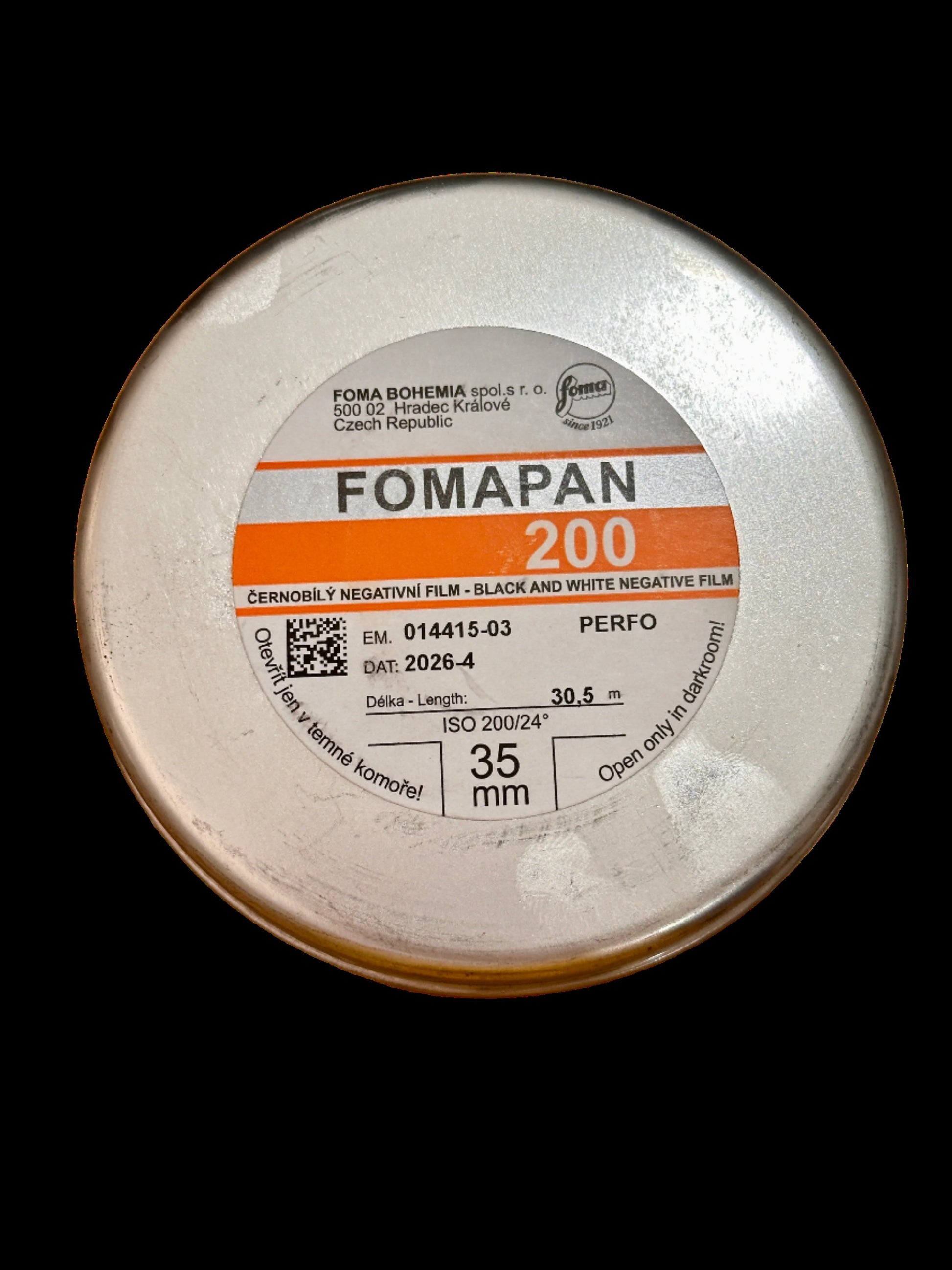 Fomapan Creative 200 BW 35x100' Bulk Film Mexico