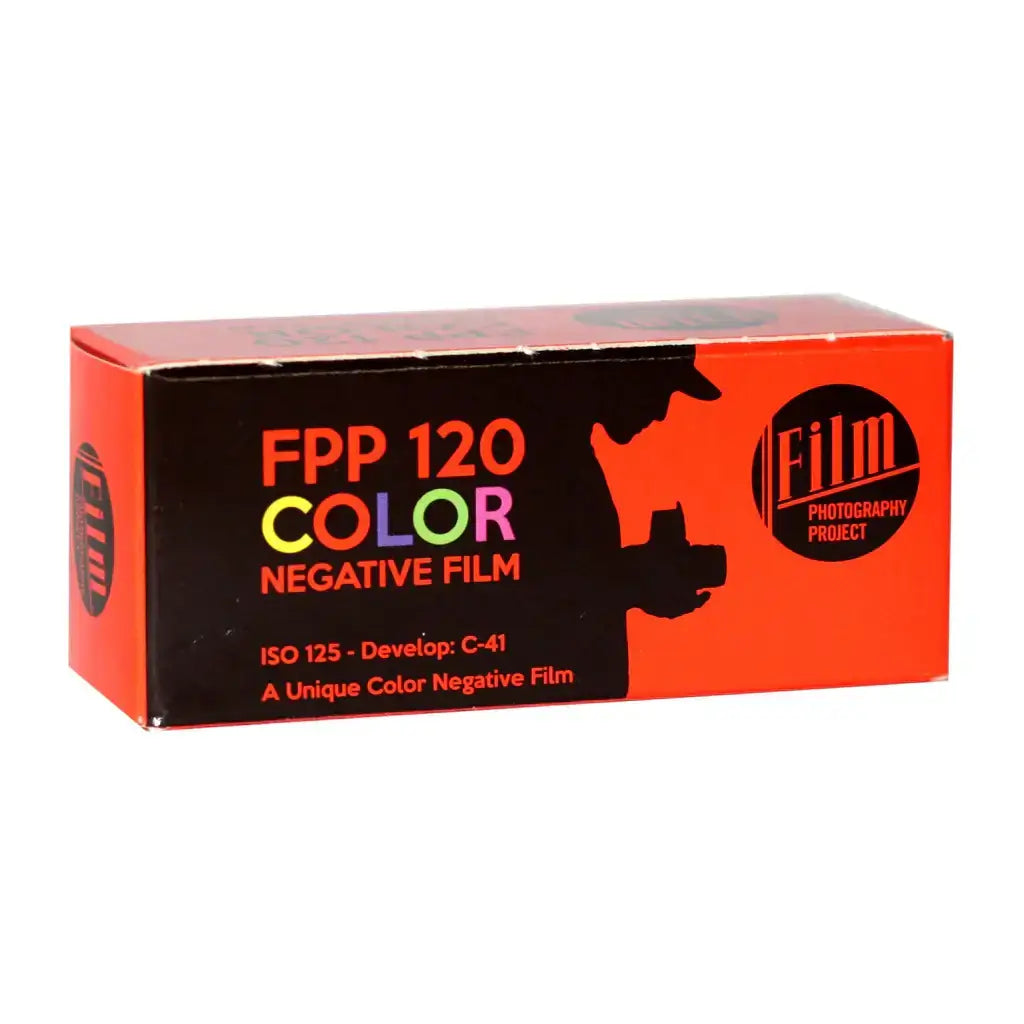FPP Color 120 Negative Film box with ISO 125 for vintage photography enthusiasts.