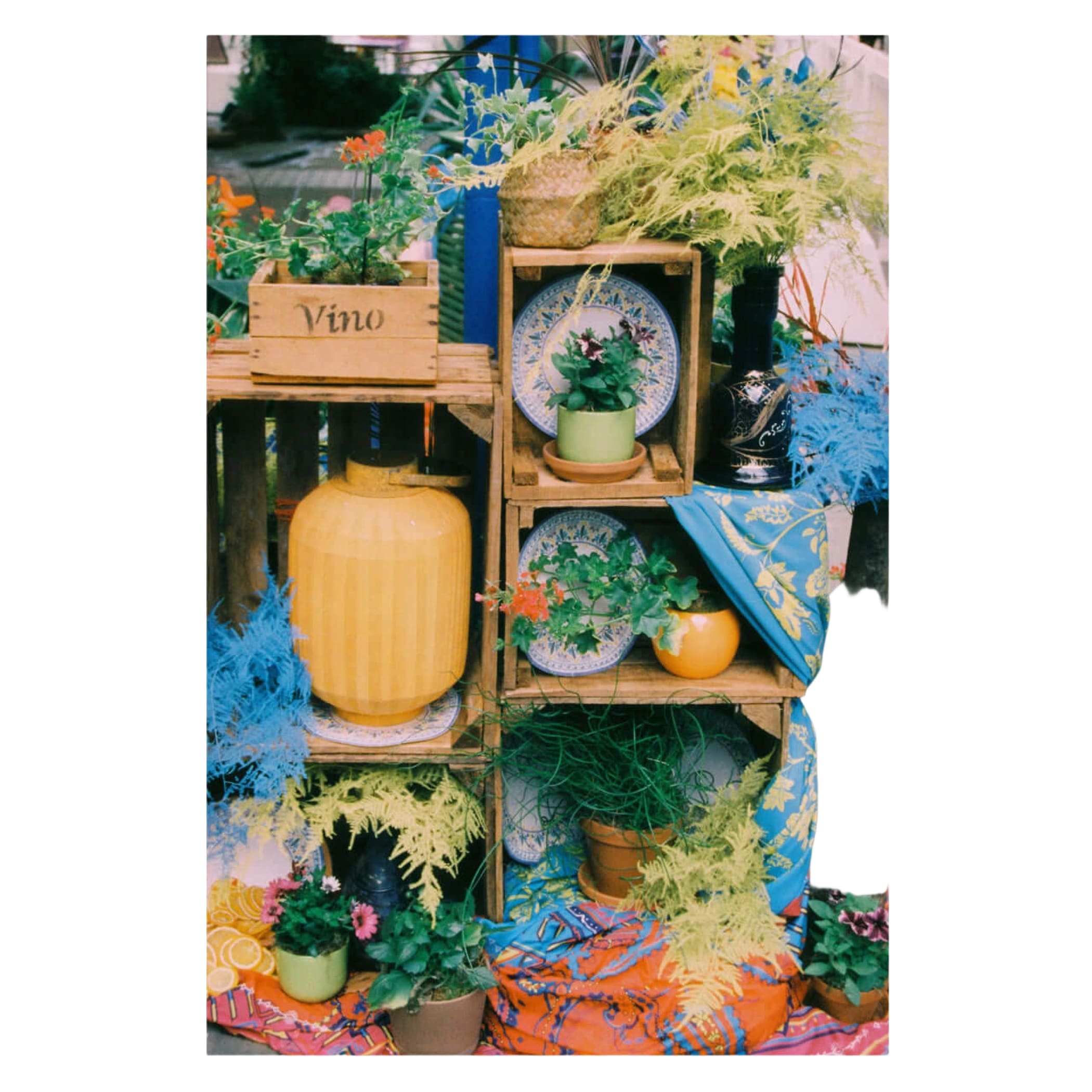 Yellow ribbed ceramic vase