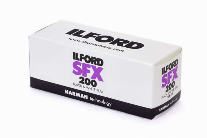 Ilford SFX 200 ISO BW Film 35mm | 120 (Extended-Red Sensitivity) product packaging