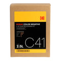 Kodak c-41 color negative film processing kit in a brown cardboard box with a yellow and black label.
