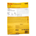 Kodak professional d-76 developer solution in a white and yellow plastic bag with printed instructions.