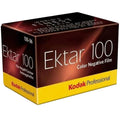 Kodak professional ekta 100 color negative film in a dark red and yellow box.