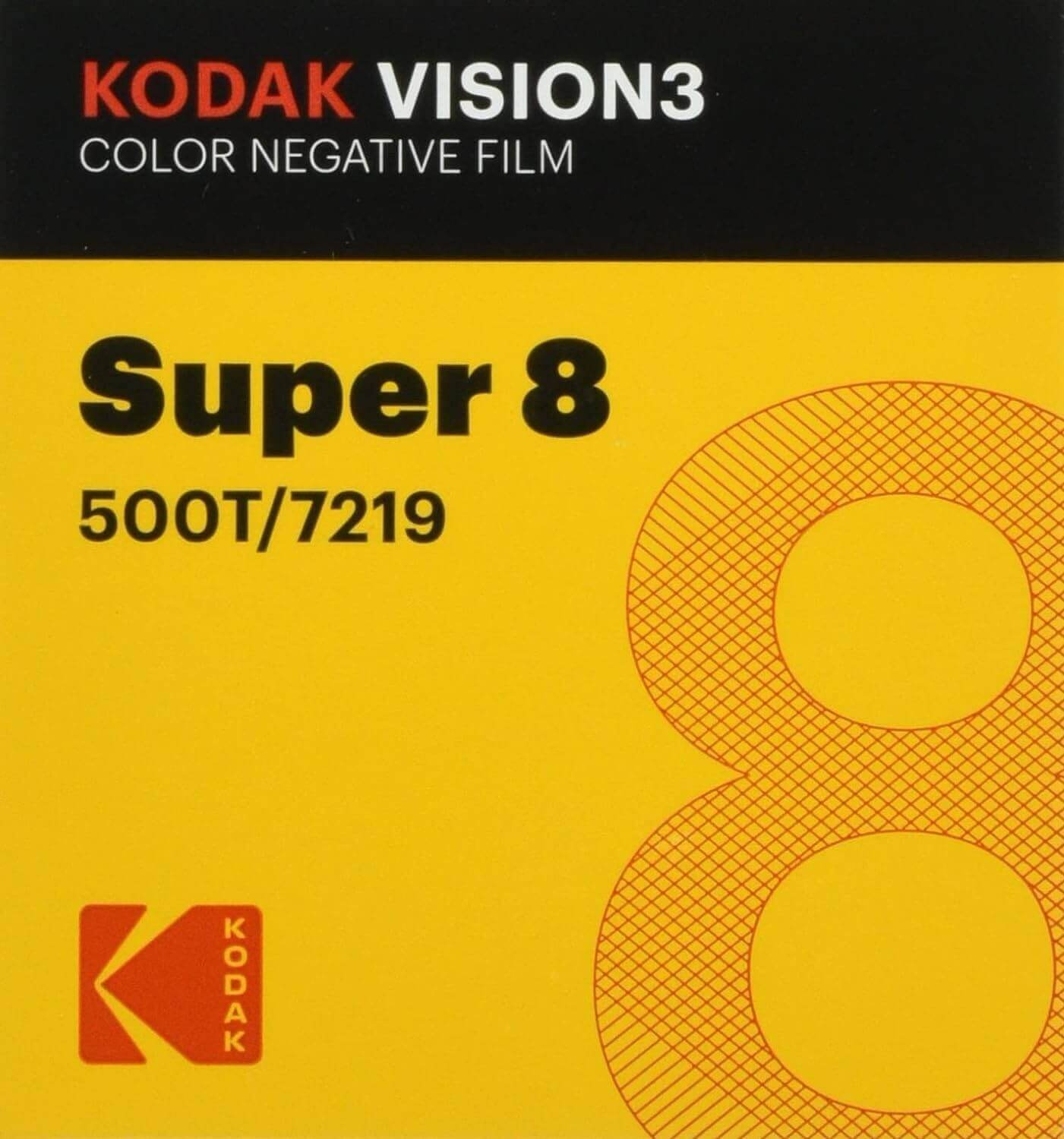 Kodak Vision3 Super 8 color negative film 500T/7219 packaging