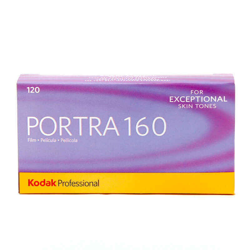 Kodak Professional Portra 160 film box for exceptional skin tones, 120 format