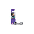 Lomochrome purple xr 100-400 color negative film, sleek black and silver cartridge with a minimalist design.