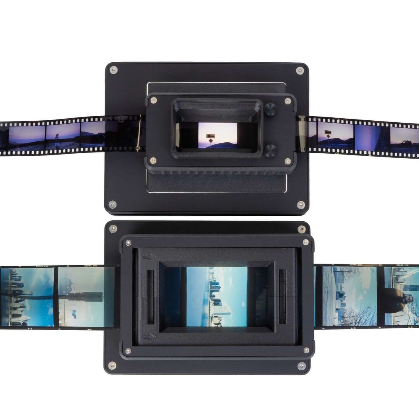 Negative Supply Simple 35 and 120 Film Scanning System showing film holder with negatives.