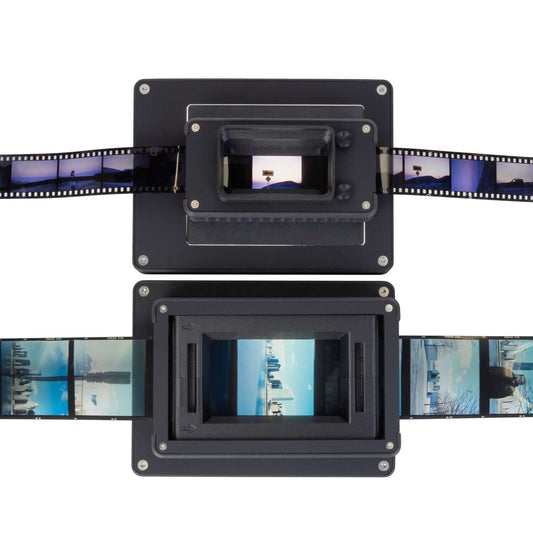Negative Supply Simple 35 and 120 Film Scanning System showing film holder with negatives.