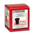 Red cardboard box for a paterson super system 4 universal developing tank.