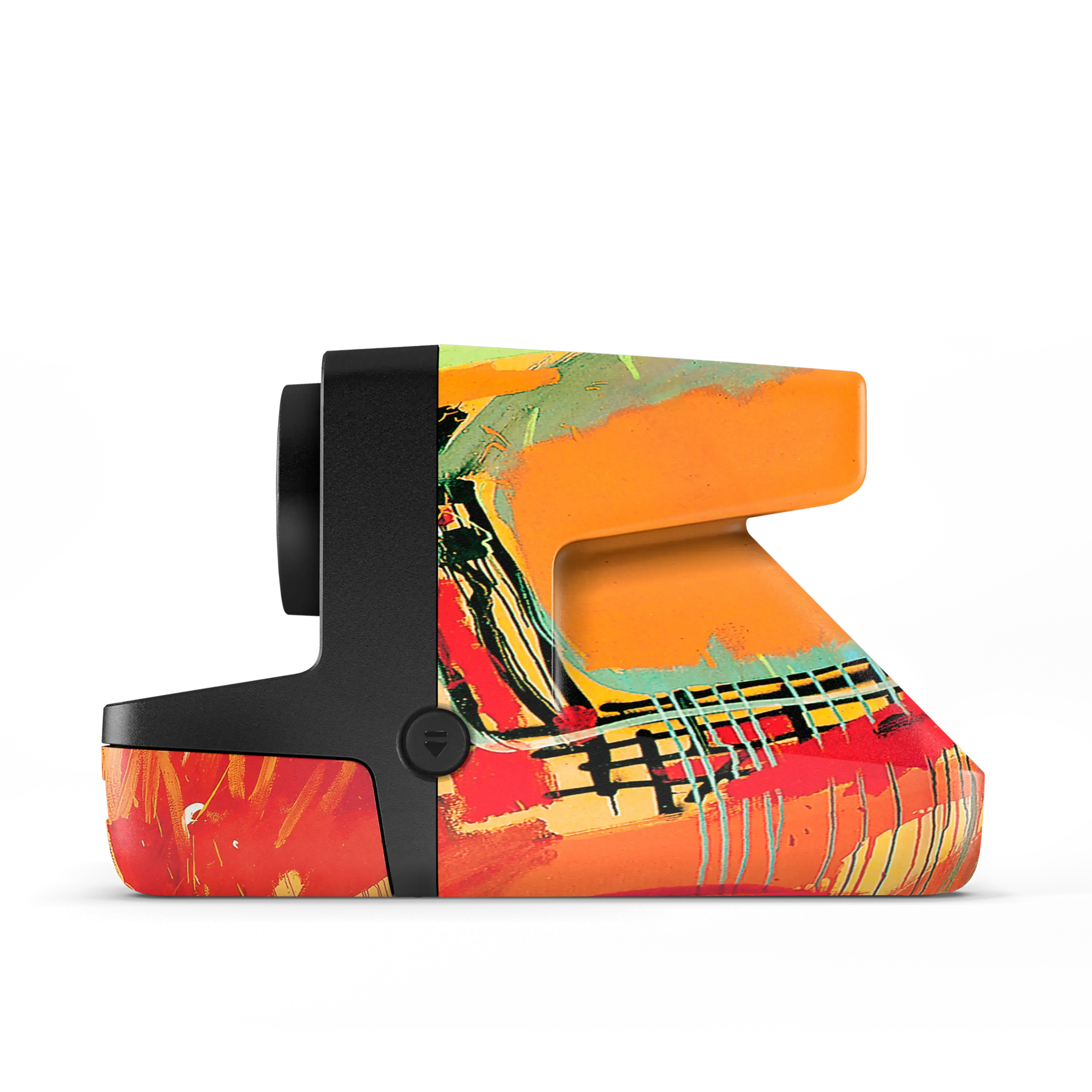 Polaroid Now Gen 2 i-Type Instant Film Camera in Basquiat Edition with vibrant orange and abstract artwork design.