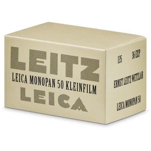 PRE-ORDER Leica Monopan 50 BW 35mm Film, 36 Exp 08/2027 Expiration packaging image.