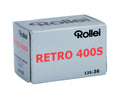 Rollei Retro 400S BW 35mm film box, high sensitivity ISO 400, ideal for low-light photography.