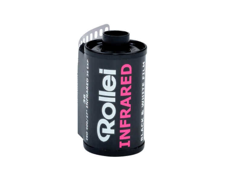 Rollei infrared black and white film roll for photography.