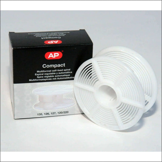 AP Compact multifunctional self-feed spiral reel for 135, 126, 127, 120/220 film formats.