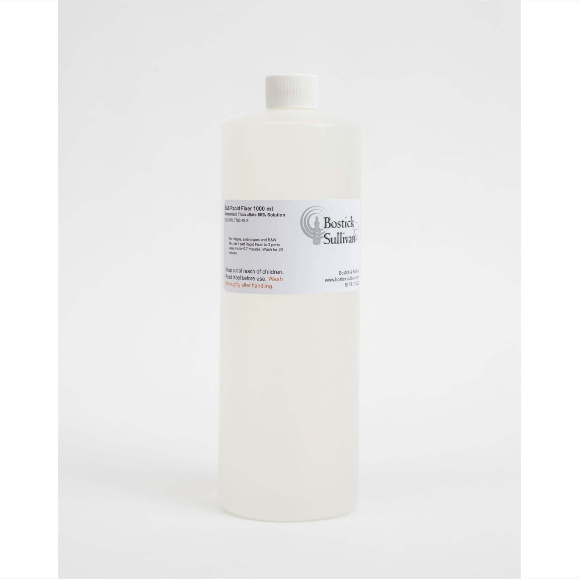 Bostick & Sullivan photographic chemical bottle with label against white background