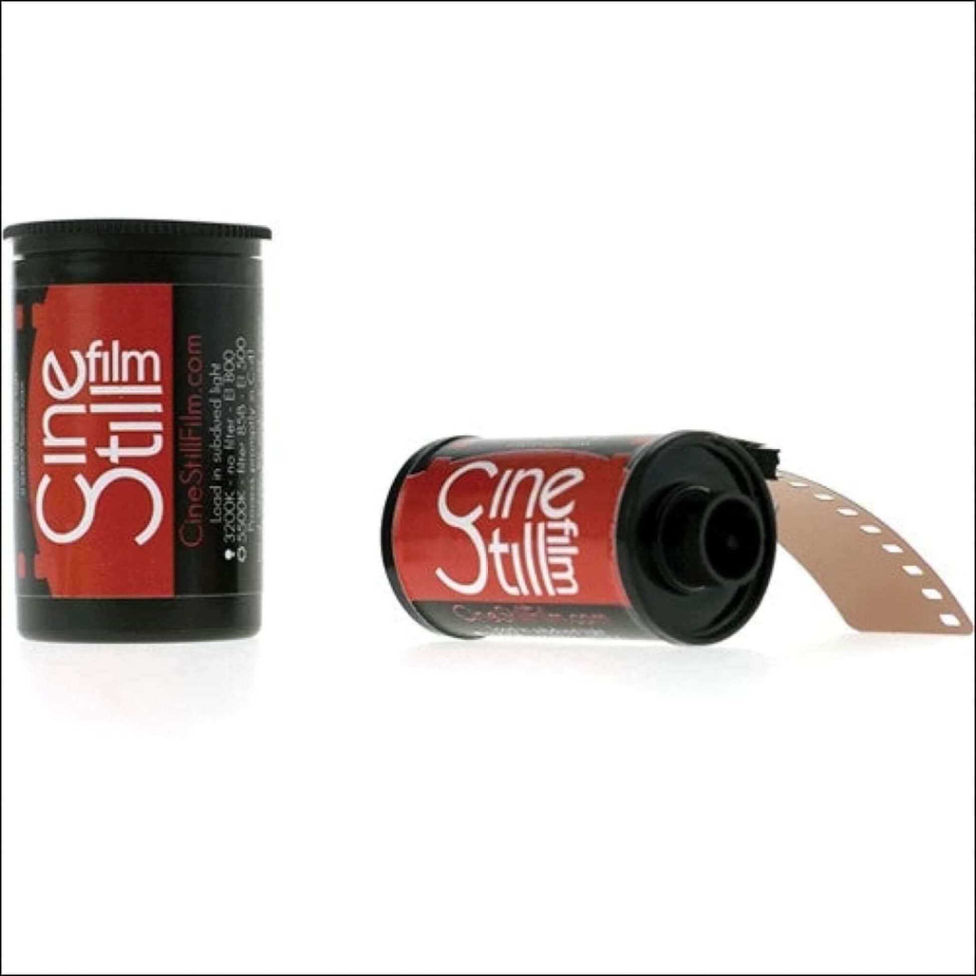 CineStill 800T 35mm color film in canister and reel, perfect for still photography with tungsten balance.