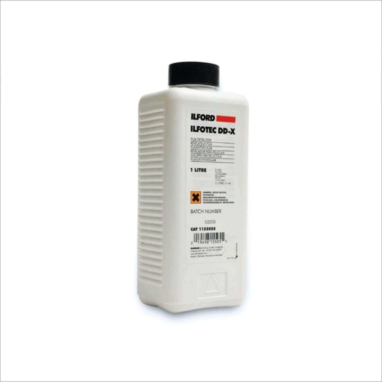 Ilford Ilfotec DD-X film developer bottle, 1 liter.