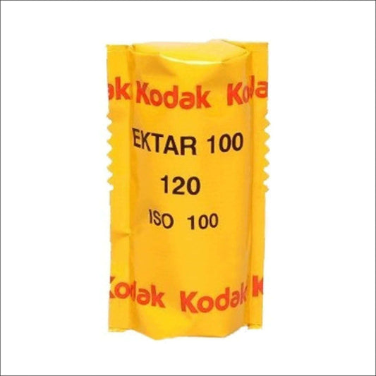 Kodak Ektar 100 ISO 100 120 medium format film roll packaging, known for its fine grain and vivid color.