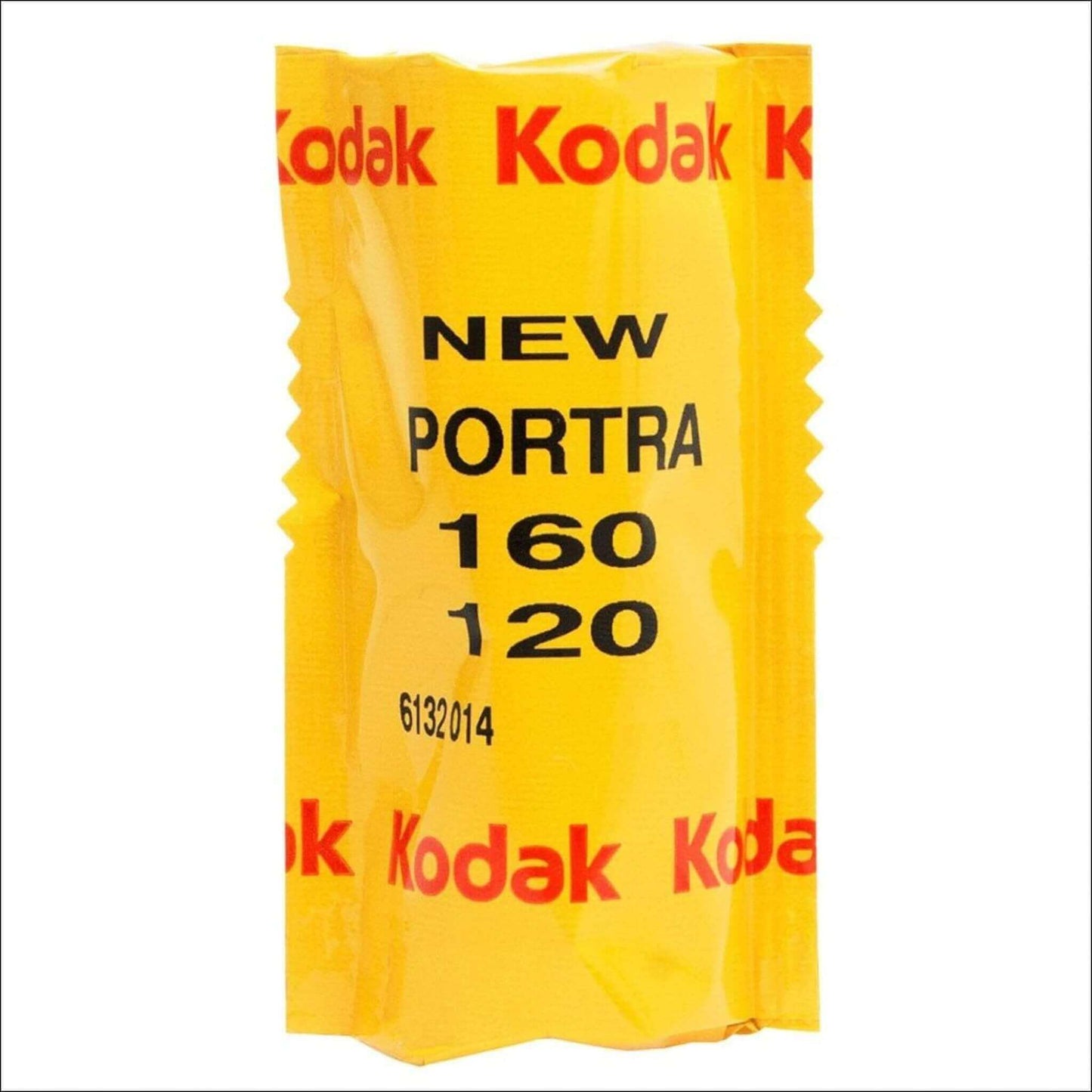 Kodak Portra 160 ISO 120 medium format film roll packaged in a yellow wrapper, ideal for portrait and fashion photography.