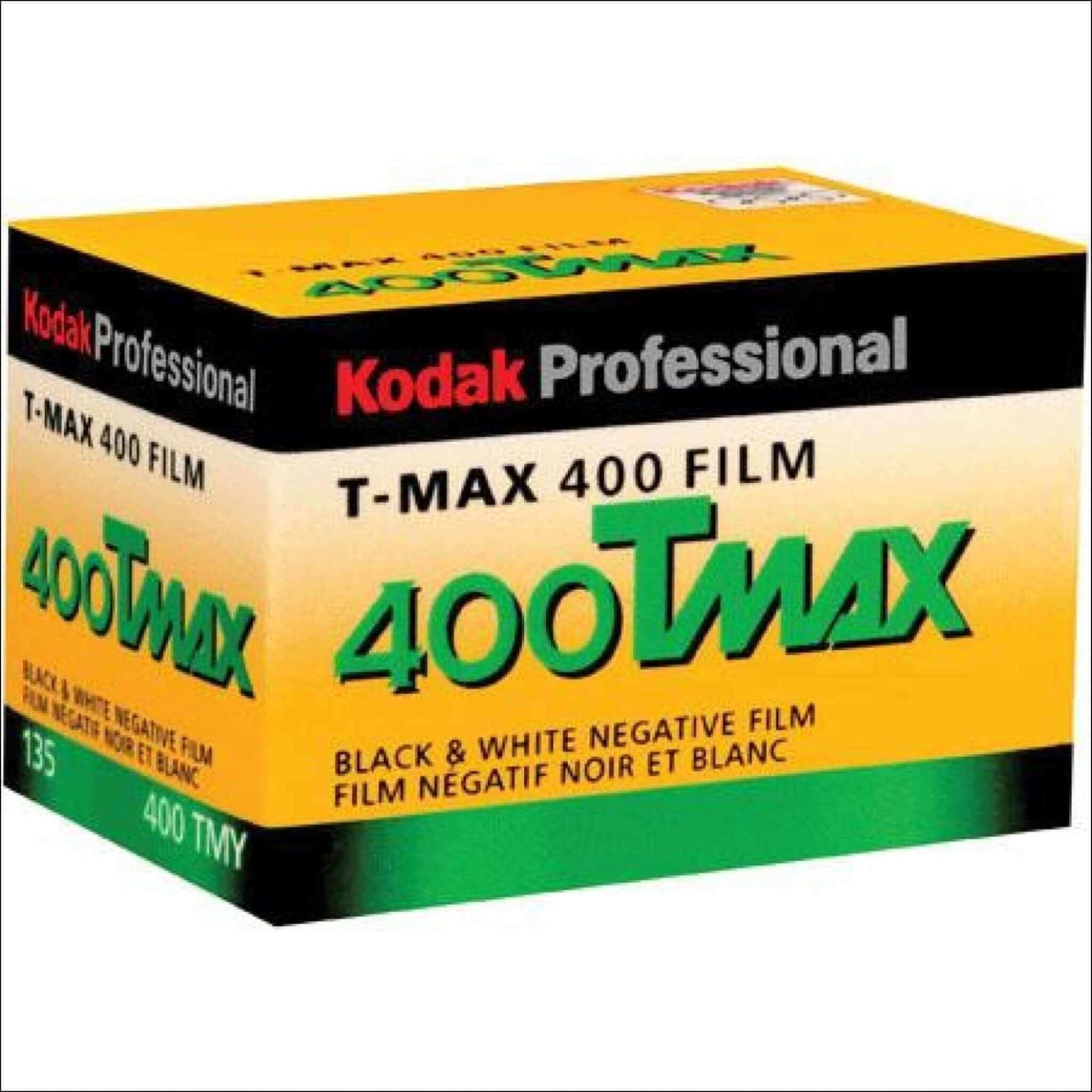 Kodak Professional T-MAX 400 black and white negative film box for 135 film.