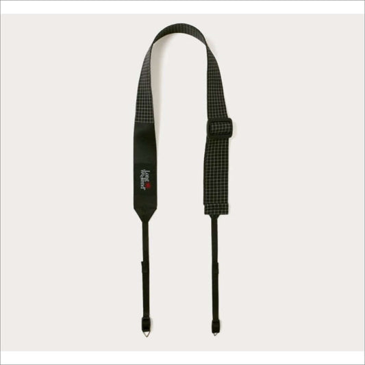 Long Weekend Adjustable Camera Neck Strap in black, featuring strong ripstop material and reinforced stitching for comfort.